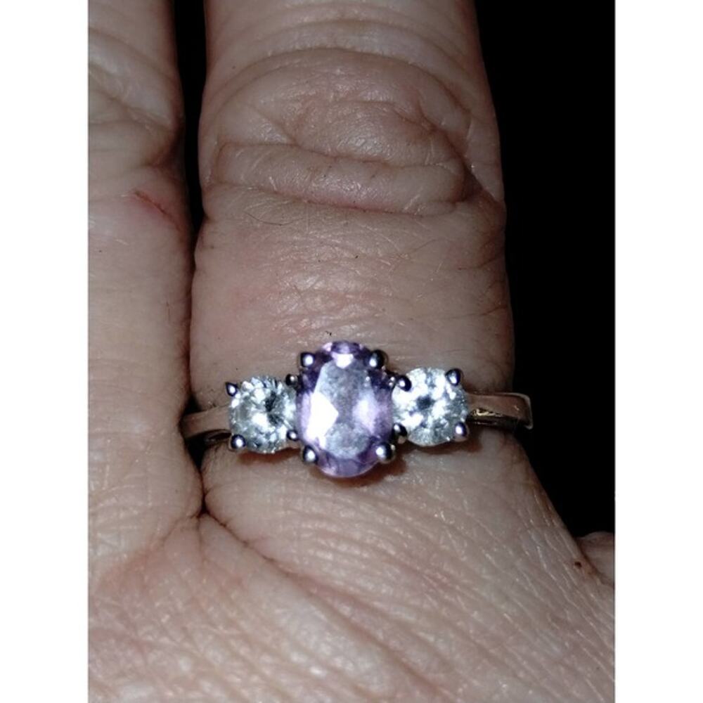 Enchanting 925 Sterling amethyst and CZ ring size 7
